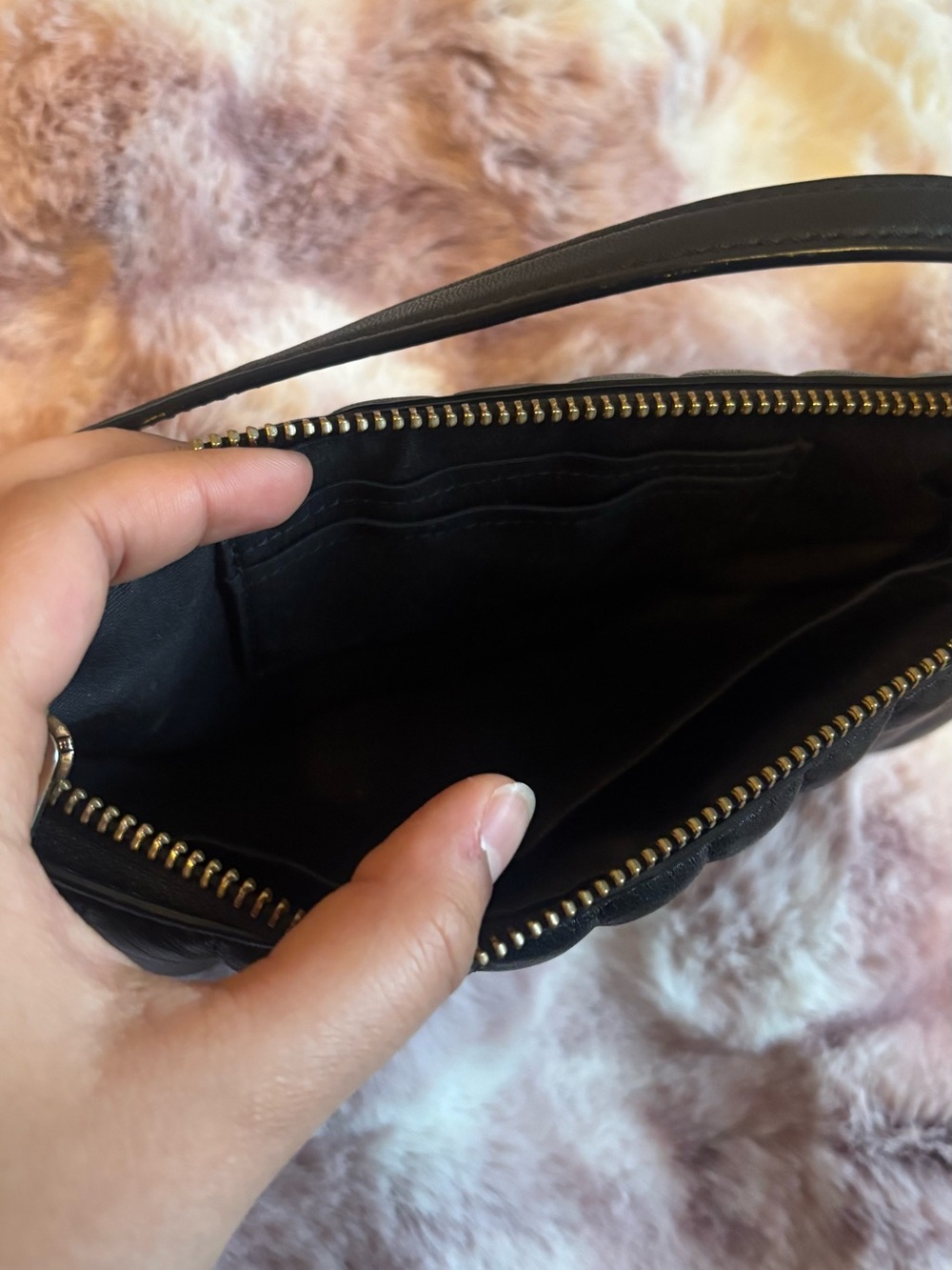 COACH Black Quilted Leather Shoulder Bag with Gold Chain Accent - Picture 4 of 5